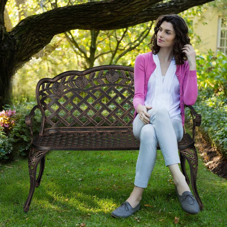 B2X Gartenbank im antiken Stil mit Rosen  