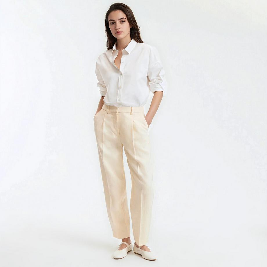 La Redoute Collections  Pantalon cigarette à pinces en lin 