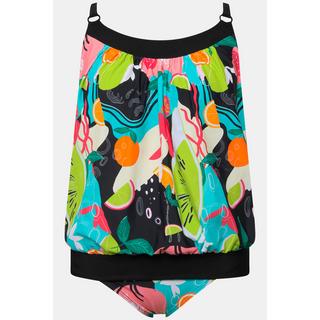 Ulla Popken  Tankini con frutta, materiale riciclato, spalline regolabili e coppe morbide 