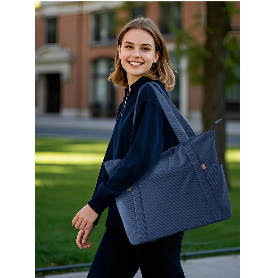Only-bags.store Cordtasche mit Reissverschluss grosse Einkaufs Strand Laptop Tasche  