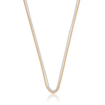 Collier Rundanker Bicolor Weiss-/Rotgold 750, 1.5mm, 42cm