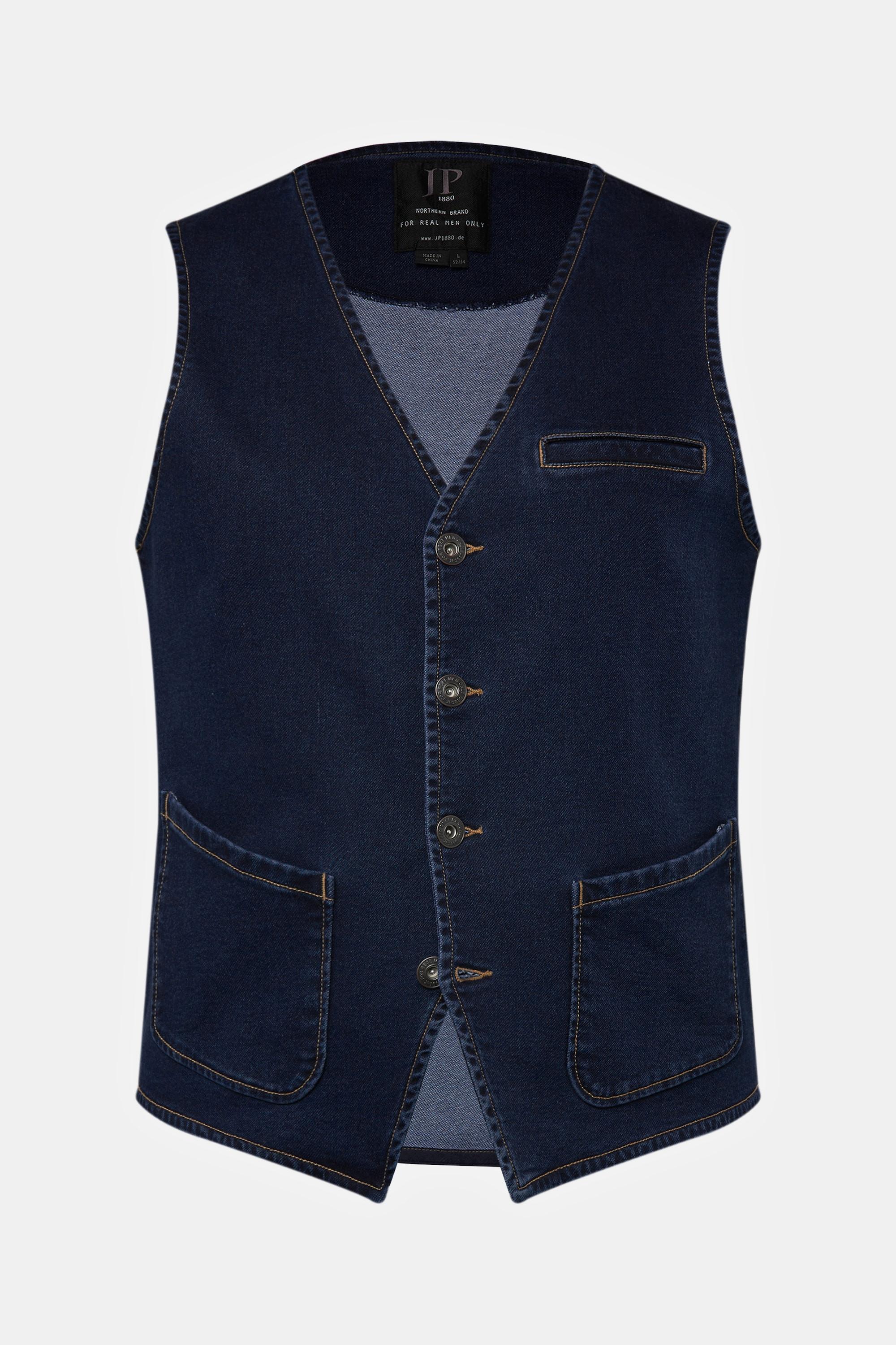 JP1880  Gilet di jeans con FLEXNAMIC® e scollo a V 