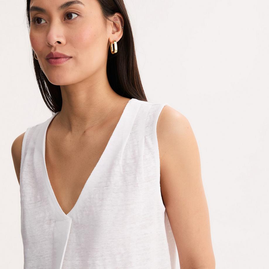 La Redoute Collections T-shirt sans manches lin col V  