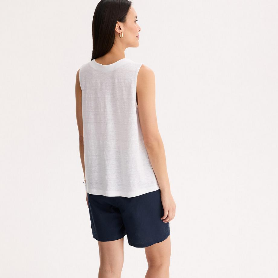 La Redoute Collections T-shirt sans manches lin col V  