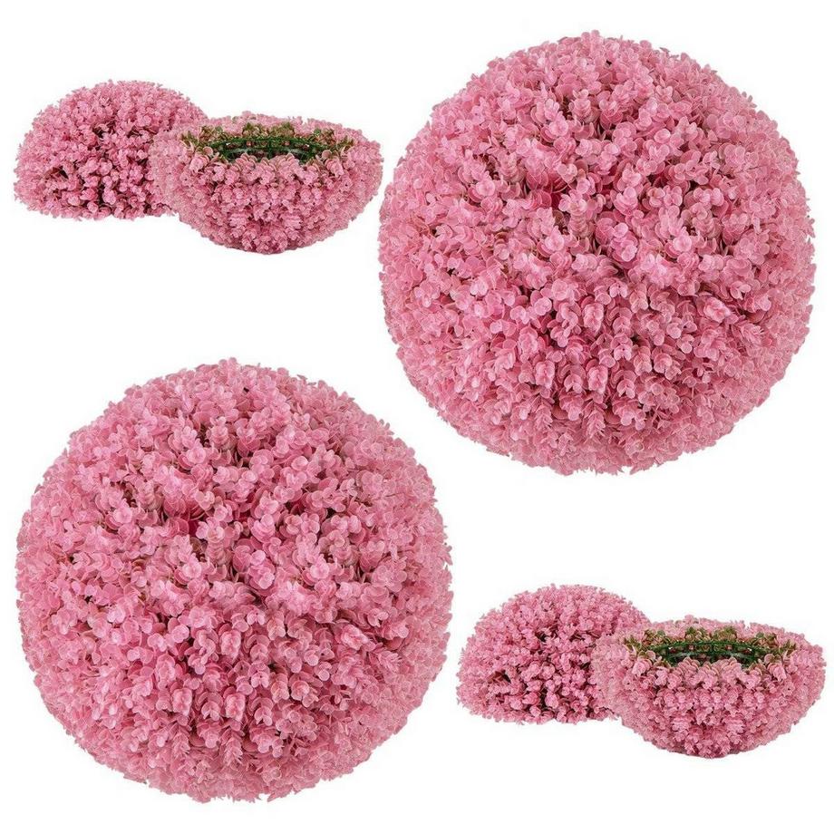 Northio Lot de 2 boules de buis 44 cm plante artificielle eucalyptus boule de buis boule d'herbe boule de plante rose  