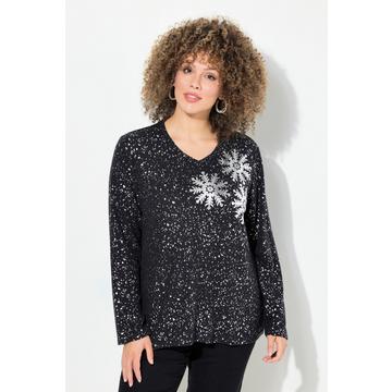Sweatshirt, Schneeflocken, V-Ausschnitt, Langarm