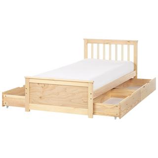 Beliani Lit avec tiroirs de rangement en Bois de pin Scandinave OLENDON  