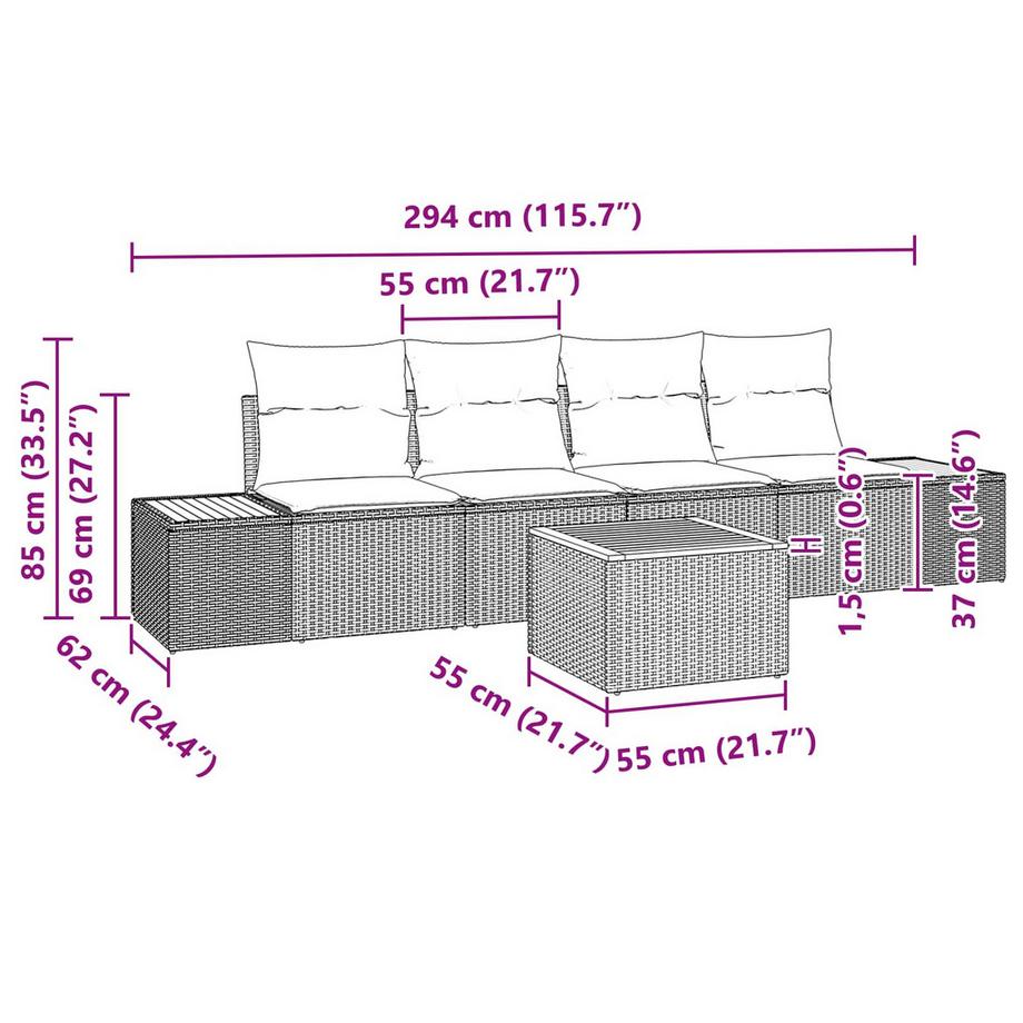 VidaXL Canapé de jardin poly rattan  