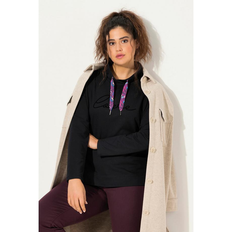 Ulla Popken Felpa Collo Alto Cerniera Orlo Maniche Lunghe  