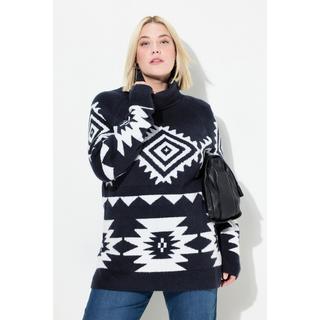 Ulla Popken  Pullover, grafisches Muster, Rollkragen, Langarm 