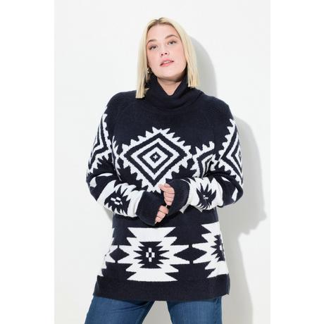 Ulla Popken  Pullover, grafisches Muster, Rollkragen, Langarm 