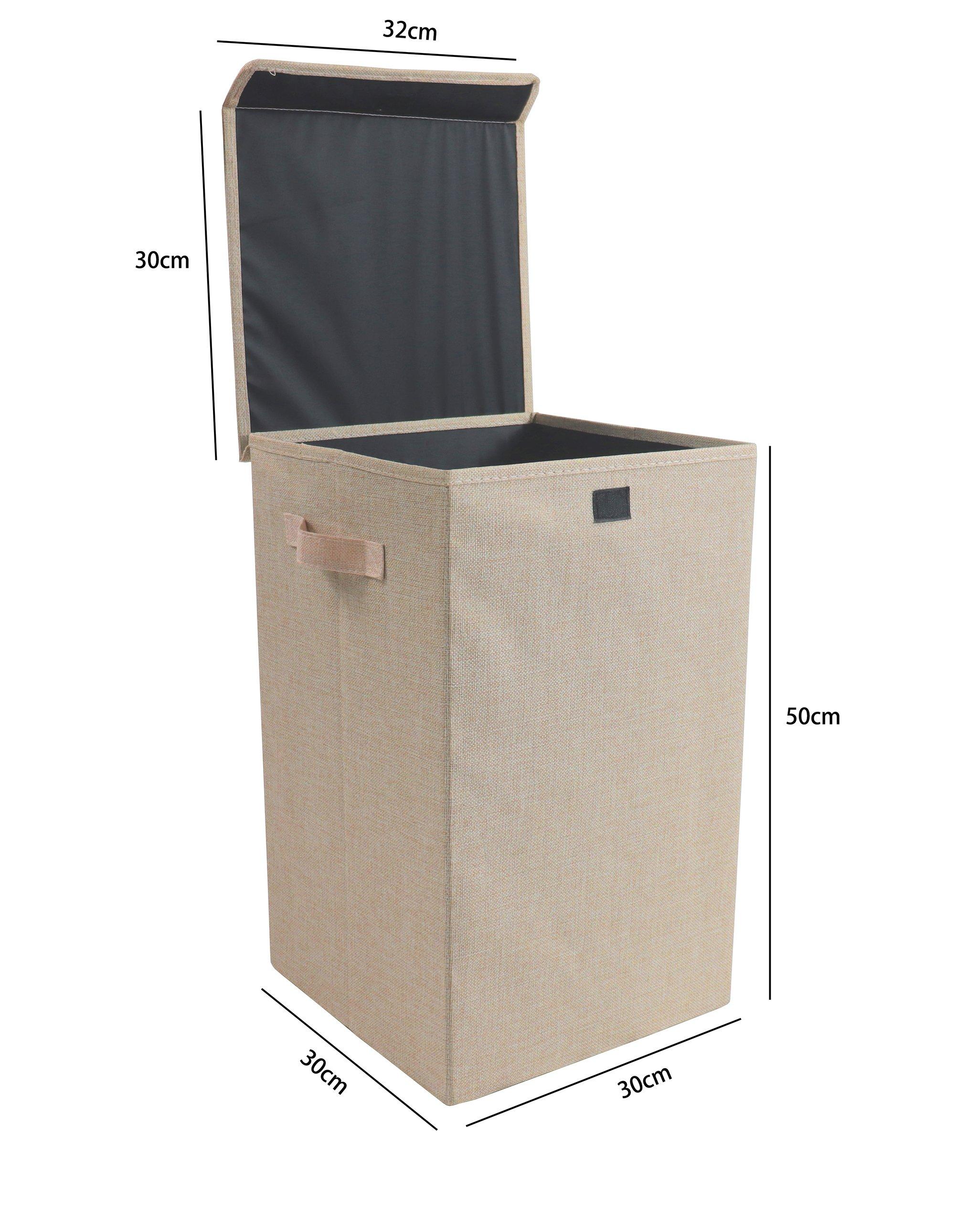 VCM Wäschekorb Stoff Wäschebox Wäschetruhe Wäschesammler Stoffbox Deckel Dreso M  