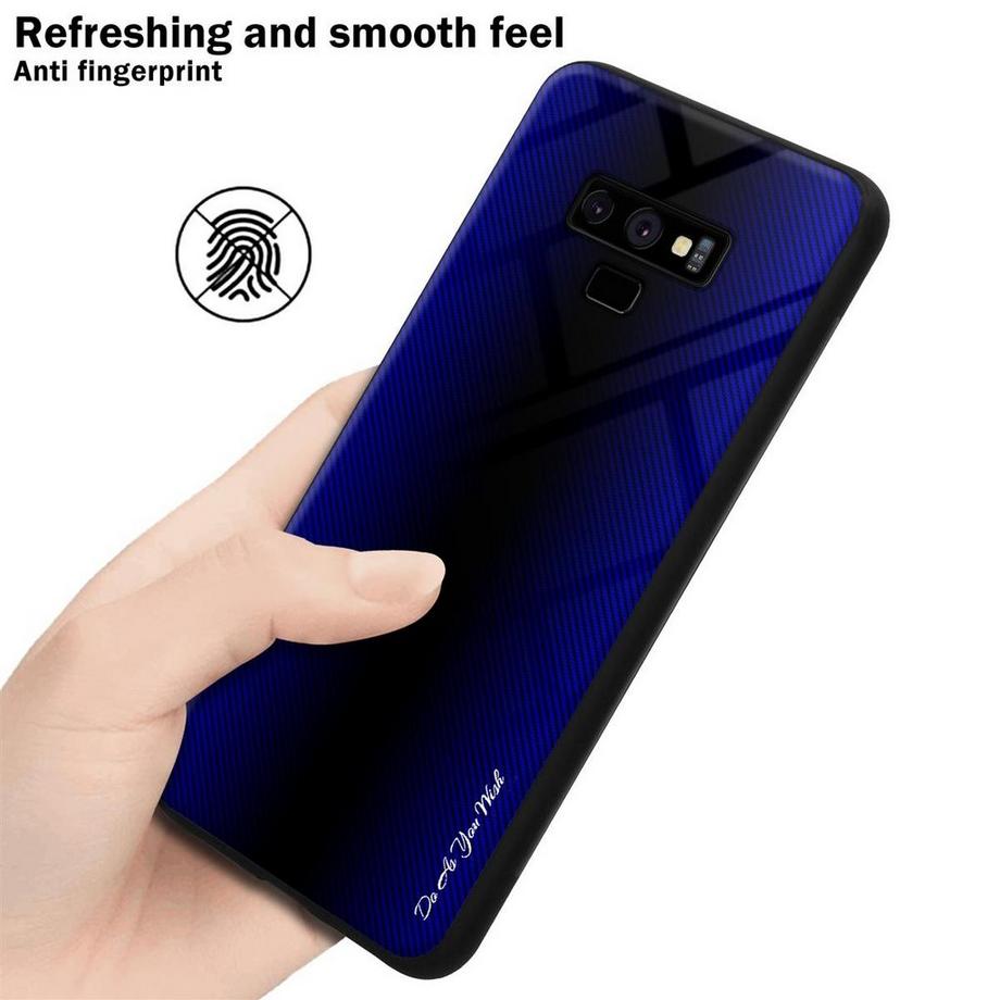 Cadorabo  Housse compatible avec Samsung Galaxy NOTE 9 - Aspect rayé - Coque de protection en silicone TPU et dos en verre trempé 