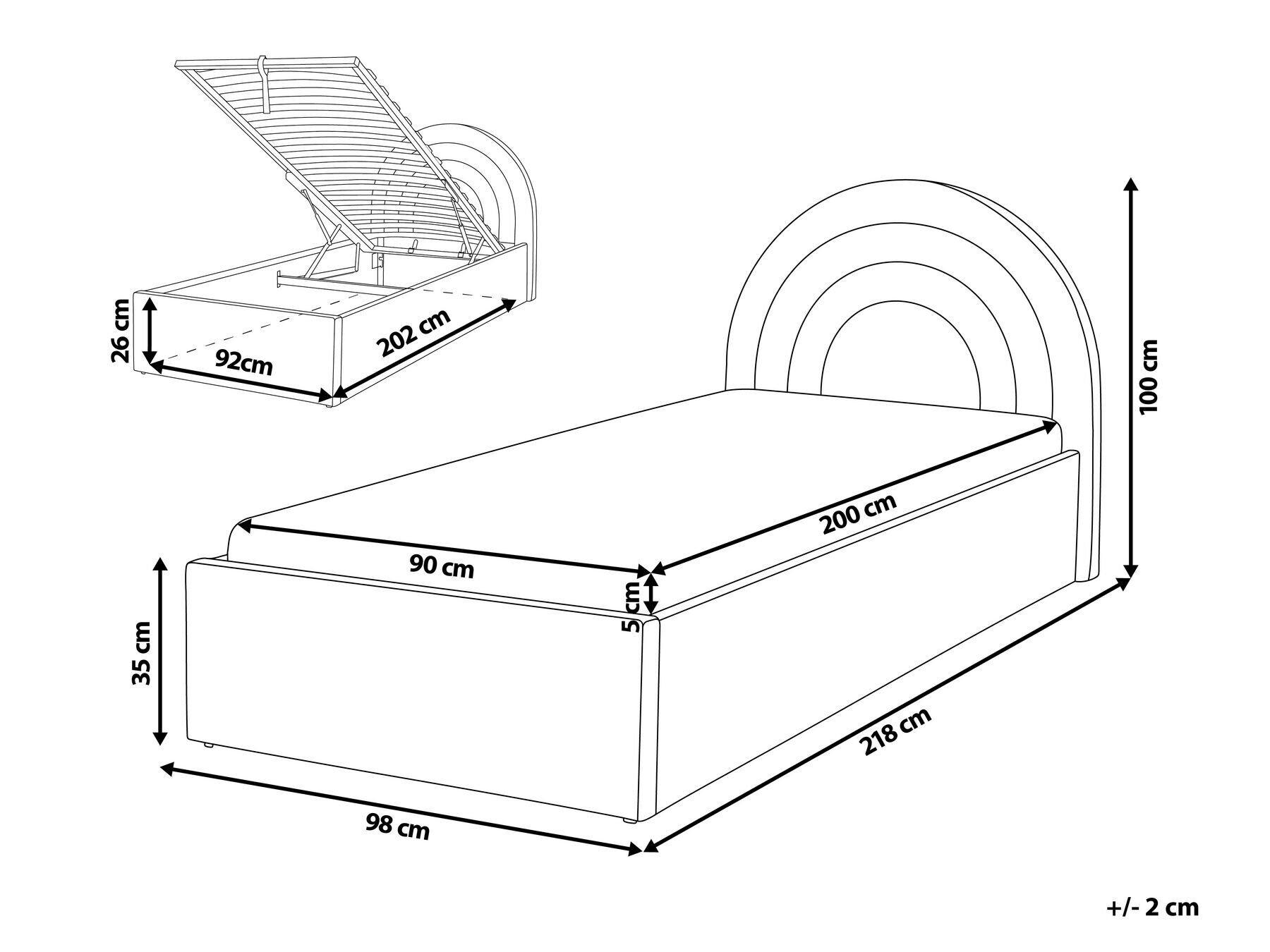 Beliani Bett mit Bettkasten aus Samtstoff Retro ANET  