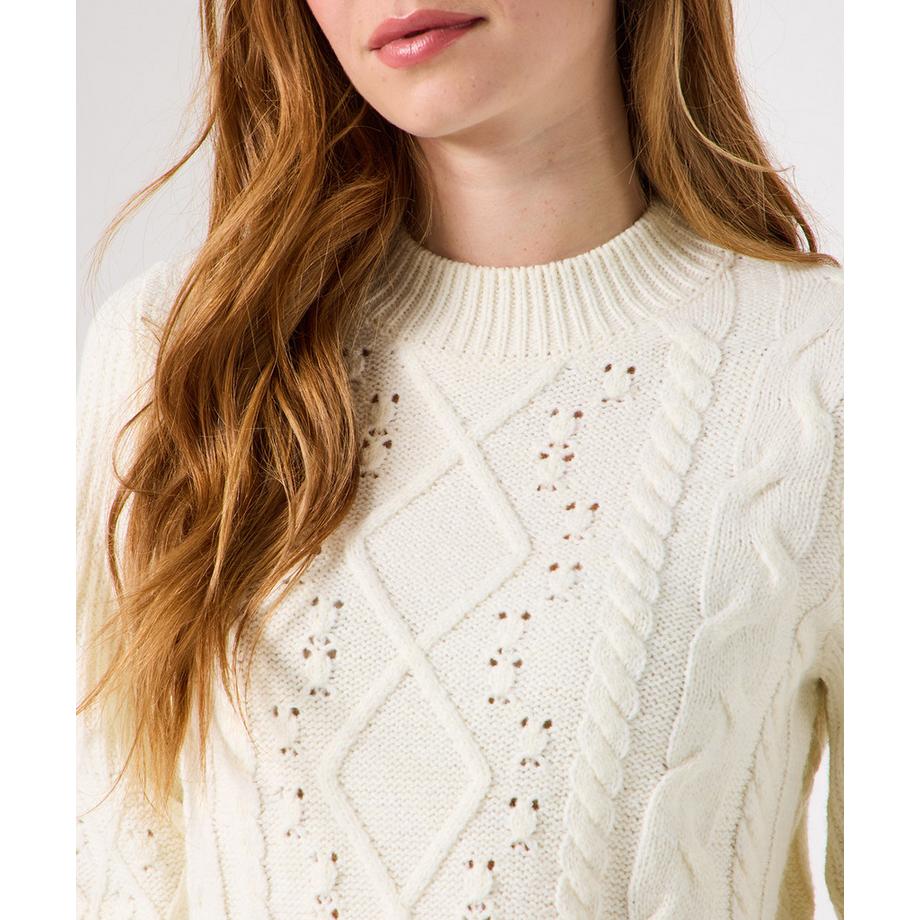 Joe Browns Cremefarbener Strickpullover mit Zopfmuster  