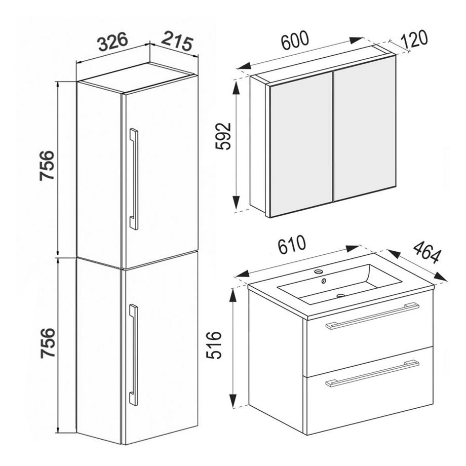 VCM 4-pièces  meuble de salle de bains Badinos  