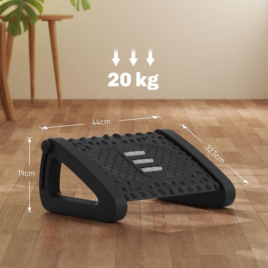 Northio  Repose-pieds bureau 6 niveaux réglable en hauteur avec surface de massage, repose-pieds ergonomique pour bureau à domicile, bureau, noir 