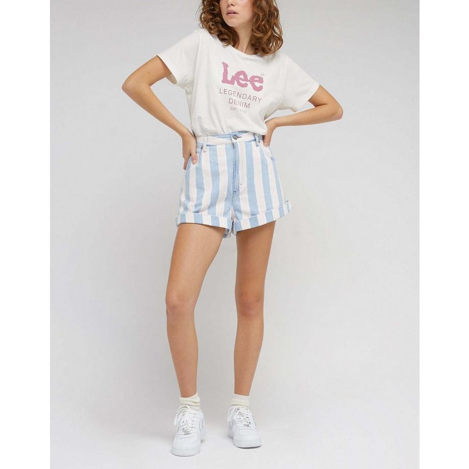 Lee Short in Denim Plissettato a Righe  