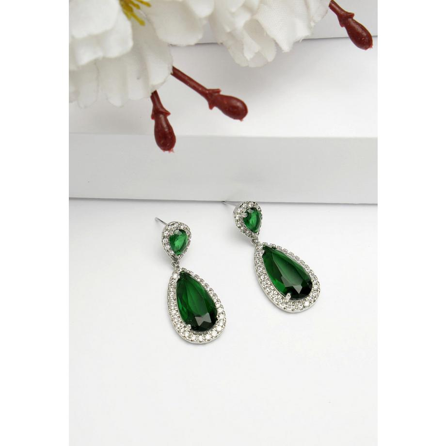 AVANT-GARDE PARIS  Diva Kollektion Zirkonia-Tropfenohrringe in Grün 