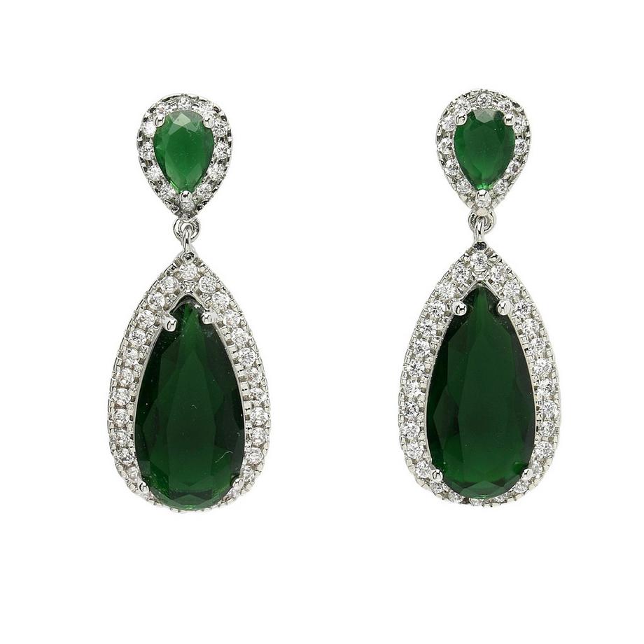 Diva Kollektion Zirkonia-Tropfenohrringe in Grün