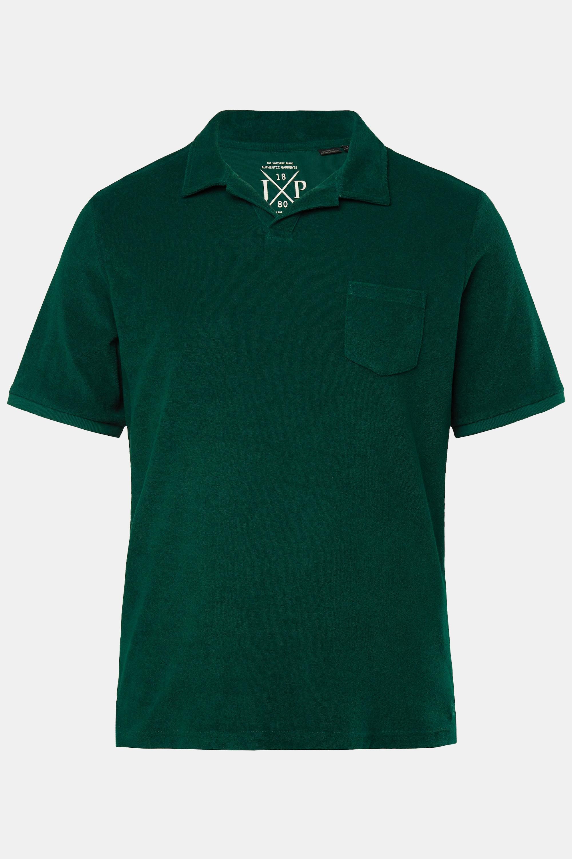 JP1880  Maglia polo in spugna con colletto alla cubana e mezze maniche 