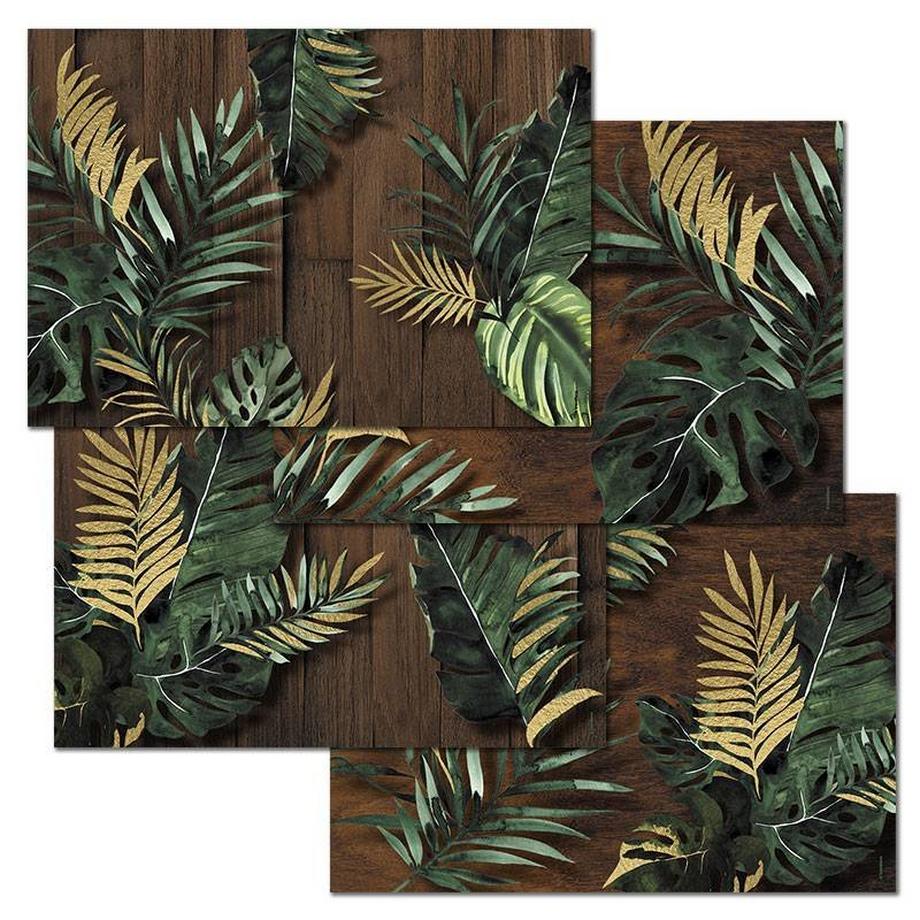 Sets de table en papier TROPICAL GOLD 4 x 12 feuilles