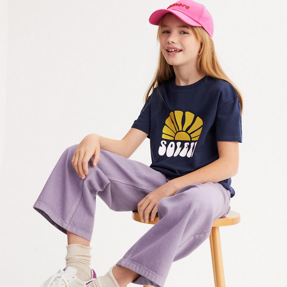 T-Shirt mit rundem Ausschnitt & Sonnen-Print