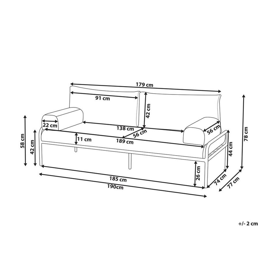 Beliani Banc avec coussin d'assise en Aluminium Moderne SOLOFRA  