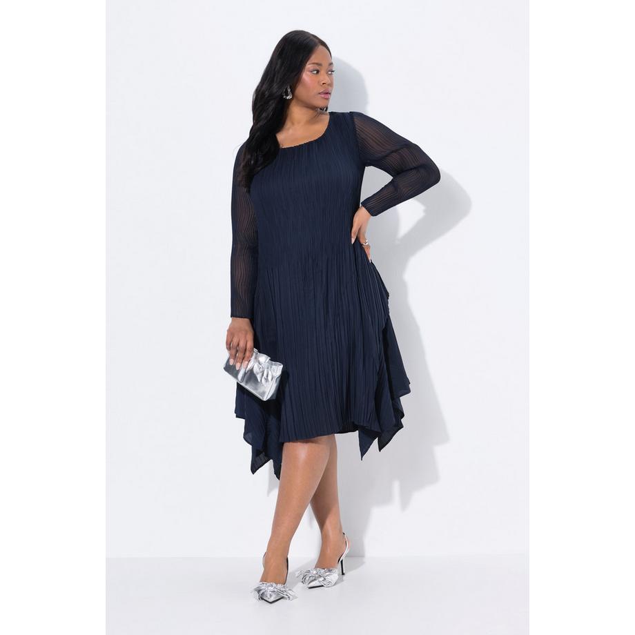 Ulla Popken Abito Plissettato Effetto Stratificato Linea ad A Maniche Lunghe  