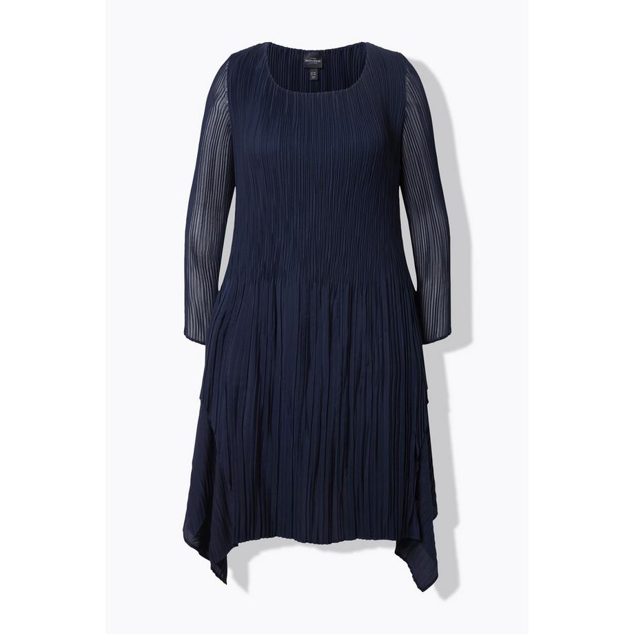 Ulla Popken Abito Plissettato Effetto Stratificato Linea ad A Maniche Lunghe  