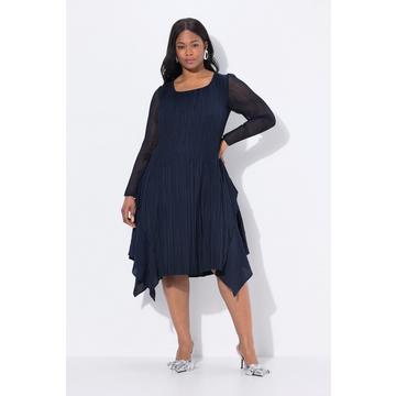 Plissee-Kleid, Lagenoptik, A-Linie, V-Ausschnitt, Langarm