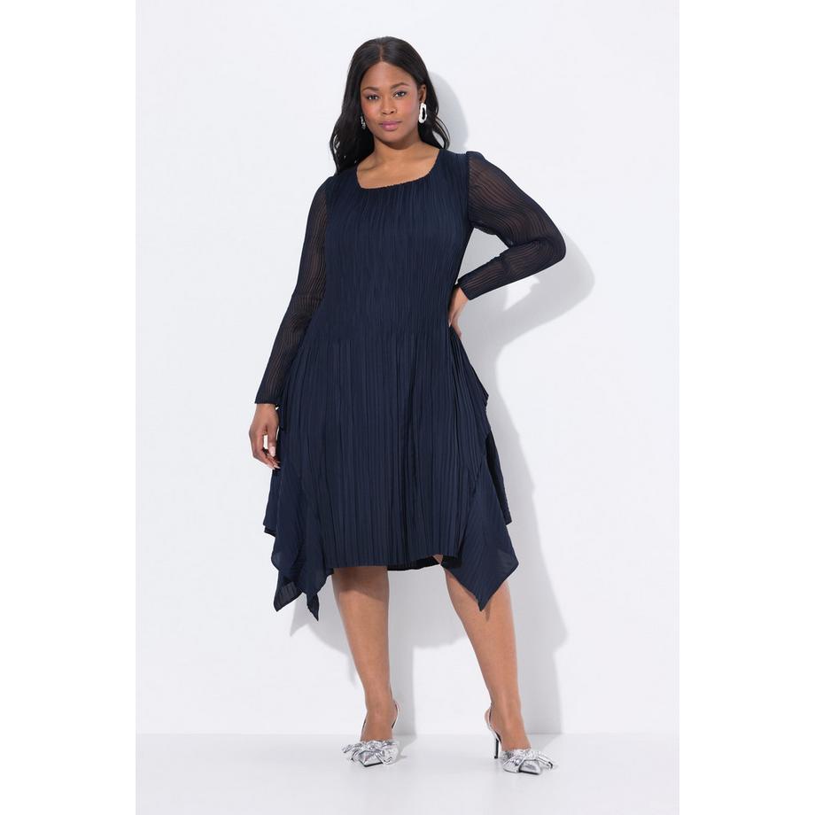 Ulla Popken Abito Plissettato Effetto Stratificato Linea ad A Maniche Lunghe  