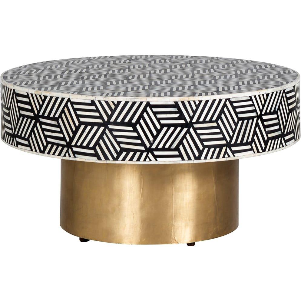 mutoni Table basse Bliss noir blanc or 90  