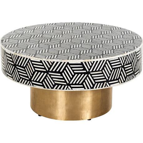 mutoni Table basse Bliss noir blanc or 90  