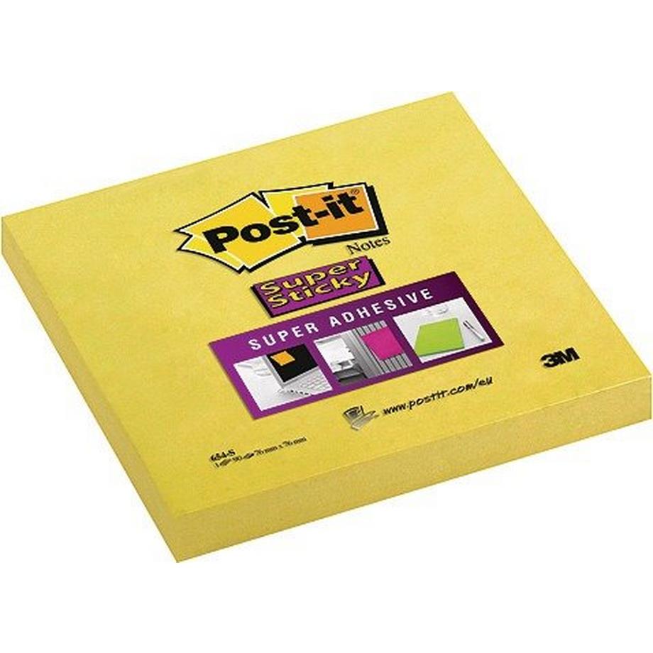 POST-IT Block Super Sticky 76x76mm 654-S gelb/100 Blatt