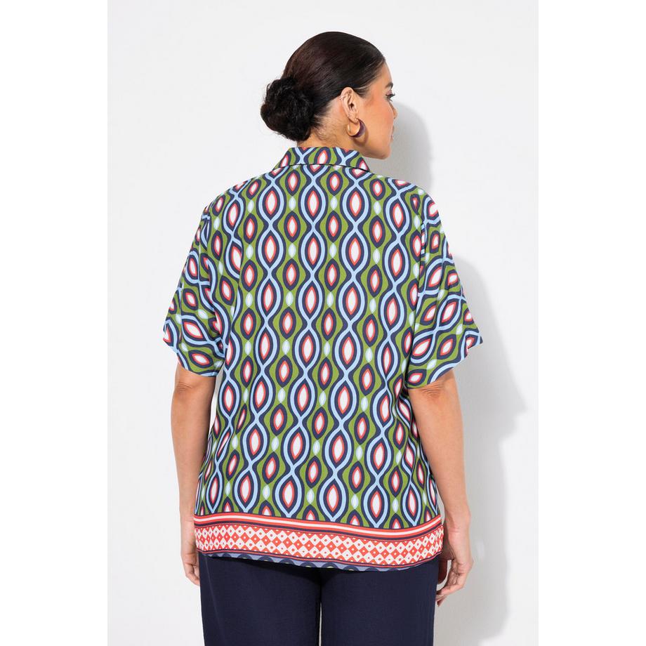 Ulla Popken Oversized Bluse Schulterschlitz Hemdkragen Halbarm  