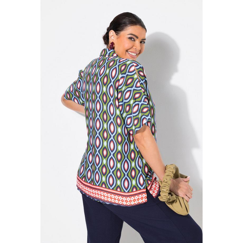 Ulla Popken Oversized Bluse Schulterschlitz Hemdkragen Halbarm  