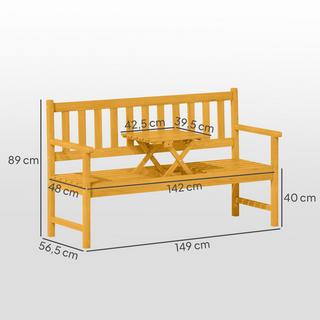 Northio Panca da giardino in legno a 2 posti, resistente alle intemperie con schienale e braccioli, capacità di carico 320 kg, 149 x 56,5 x 89 cm, teak  