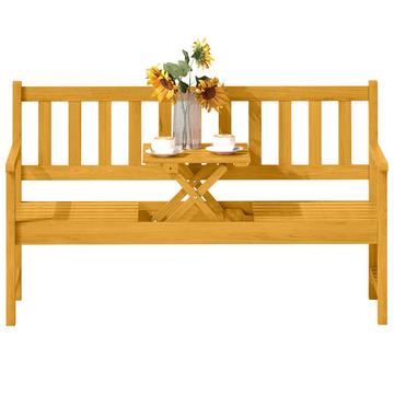 Panca da giardino in legno a 2 posti, resistente alle intemperie con schienale e braccioli, capacità di carico 320 kg, 149 x 56,5 x 89 cm, teak