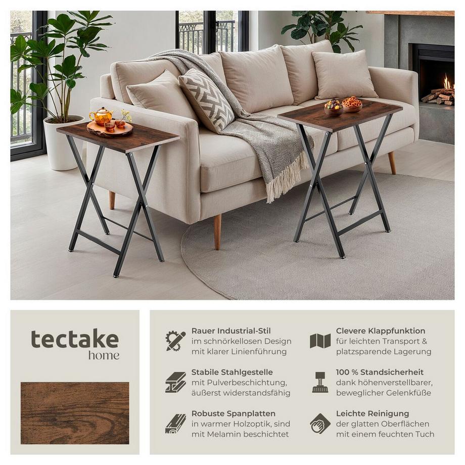 Tectake Set di 2 tavolini Phoenix  Pieghevoli  