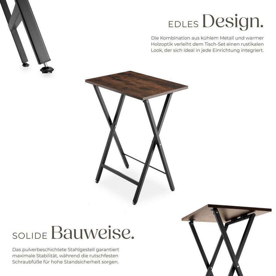 Tectake Set di 2 tavolini Phoenix  Pieghevoli  