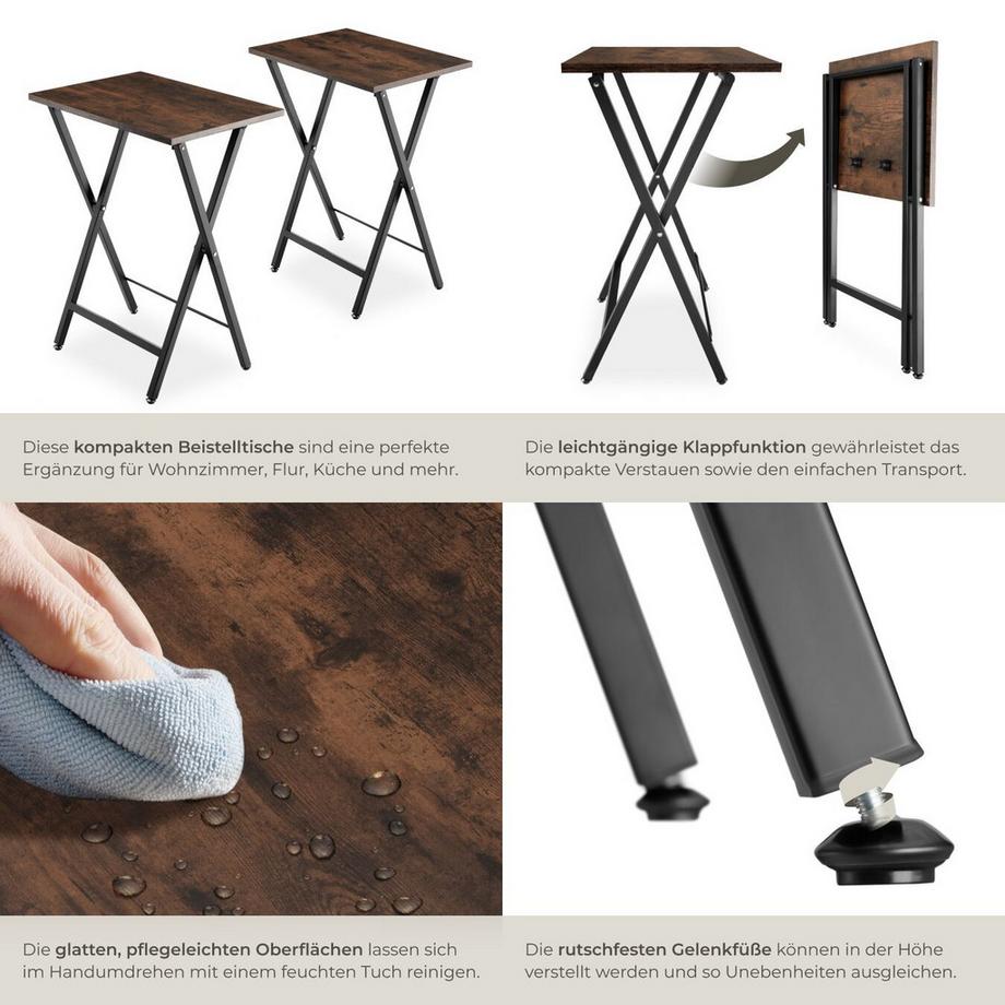 Tectake Set di 2 tavolini Phoenix  Pieghevoli  