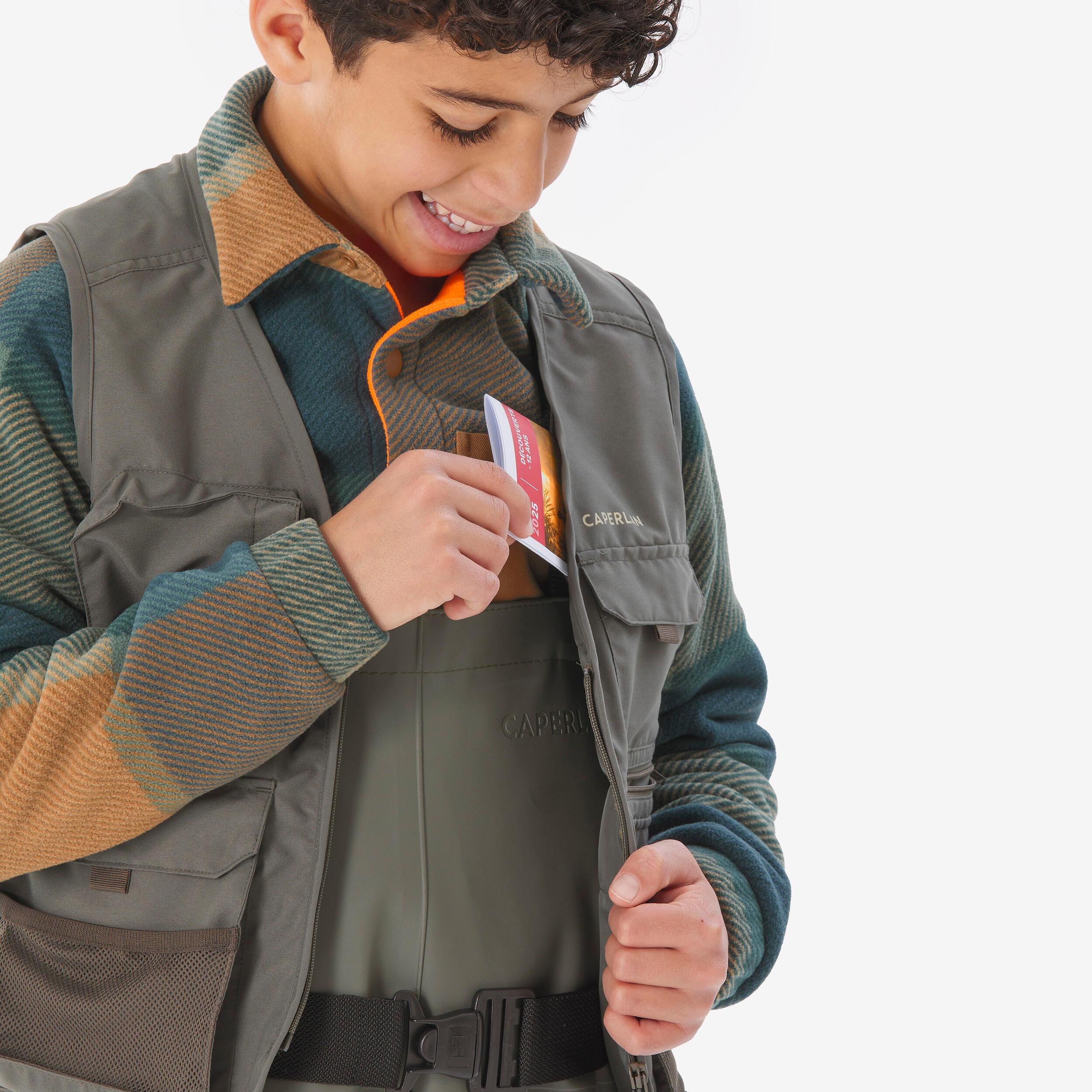 CAPERLAN  Gilet de pêche enfant - poches coton 