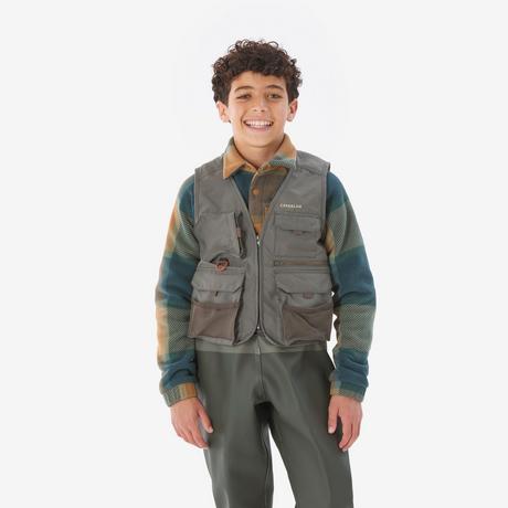 CAPERLAN  Gilet de pêche enfant - poches coton 