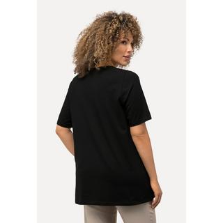 Ulla Popken  T-shirt en coton bio, coupe évasée, col rond et manches courtes 