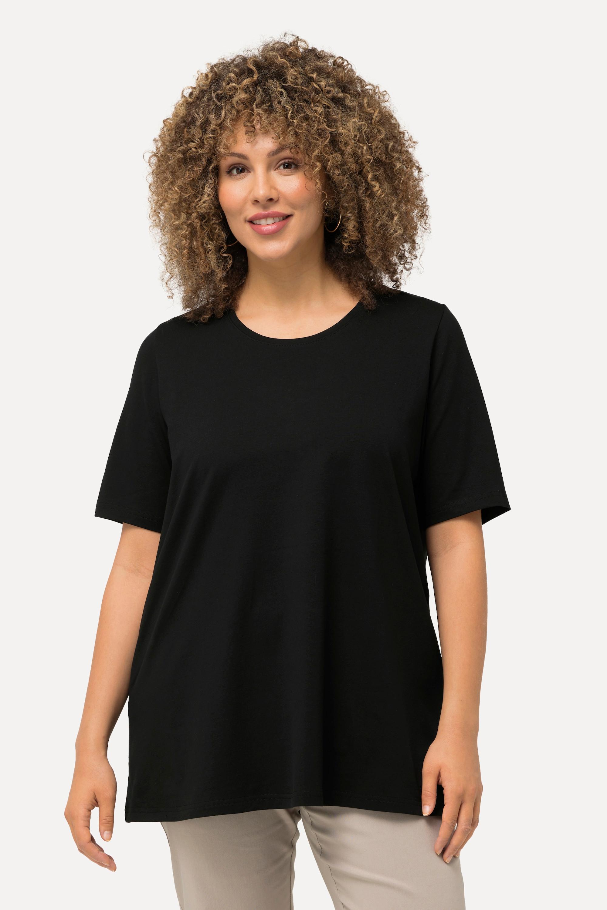 Ulla Popken  T-Shirt, A-Linie, Rundhalsausschnitt, Halbarm 