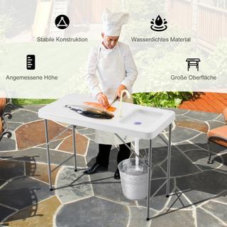 B2X Tavolo per la pulizia del pesce Filetto di pesce più portatile e stazione di caccia con tubo di scarico del rubinetto del lavandino  