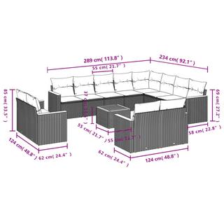 VidaXL Ensemble de canapés de jardin rotin synthétique  