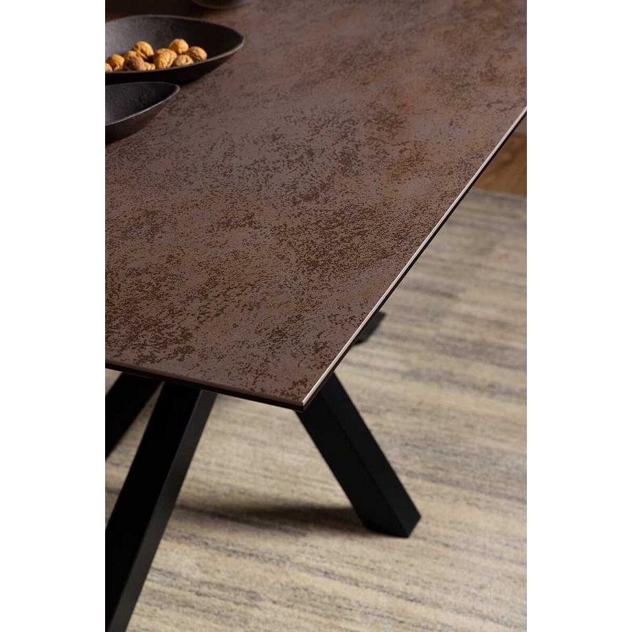 mutoni Table de salle à manger Triple-X céramique brun rouille 160x90  