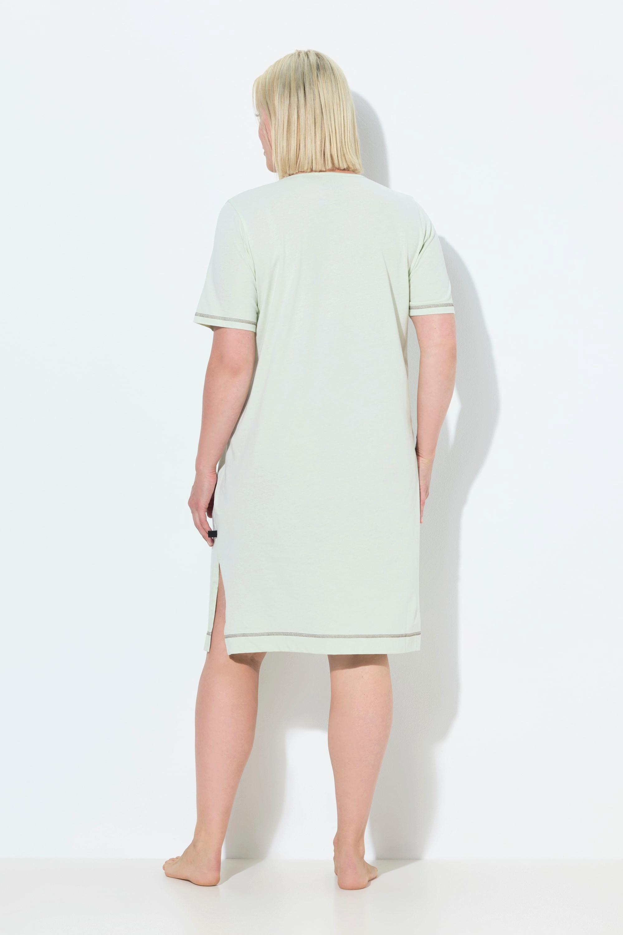 Ulla Popken Camicia da Notte Stampa Piazzata Scollo a V Mezza Manica  